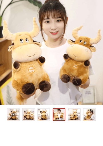 AliExpress Plush Animals SM Plush Horned Brown Cow Toy Stuffed Cow*